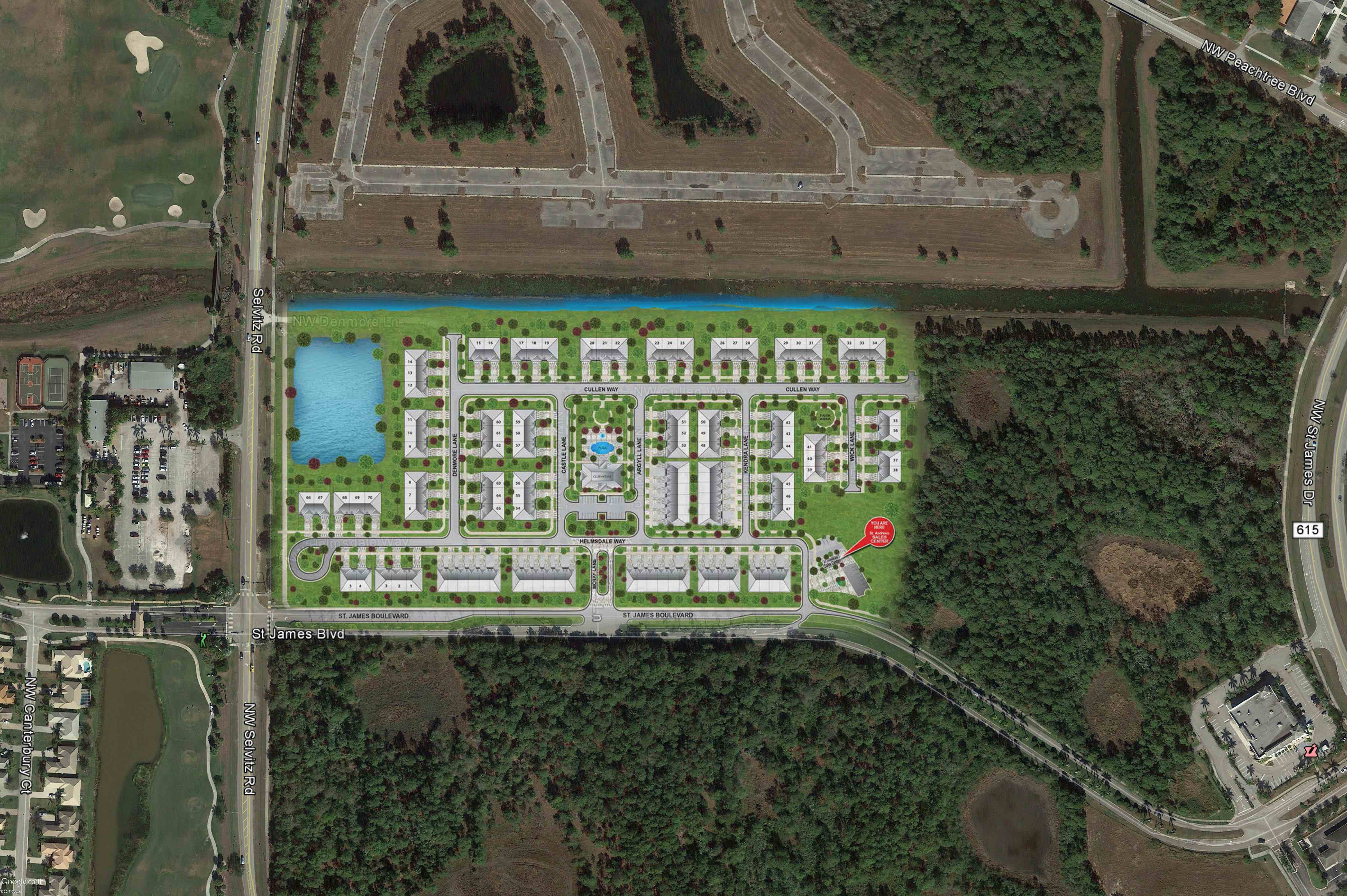 St. Andrews Park Villa homes_Google Earth Aerial_site plan overlay